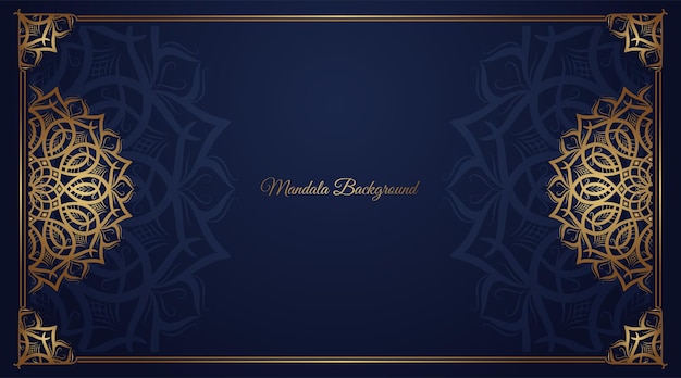 luxury mandala background blue and gold design vector