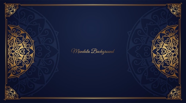 luxury mandala background blue and gold design vector