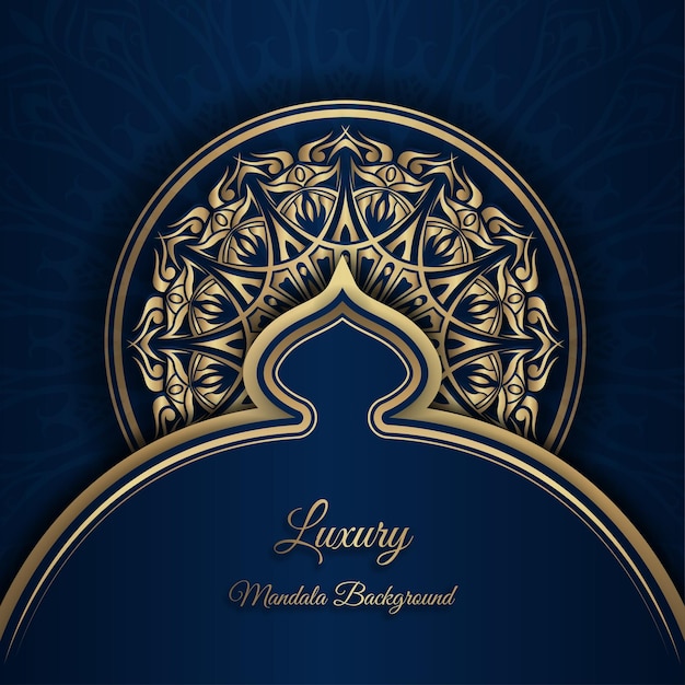 Luxury mandala background blue and gold