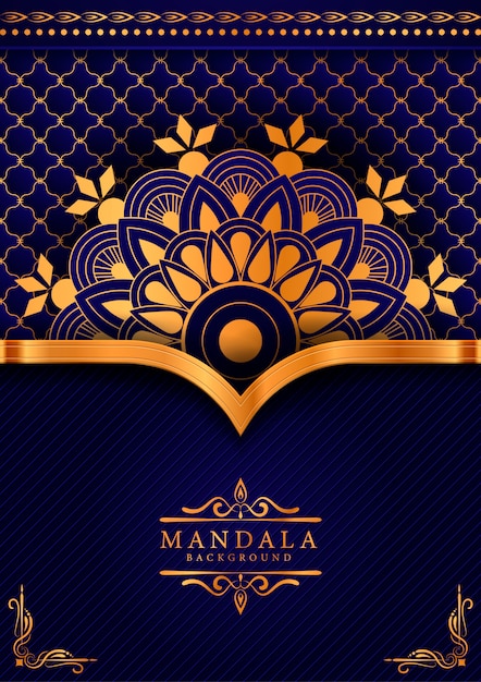 Sfondo di mandala di lusso per invito a nozze copertina del libro