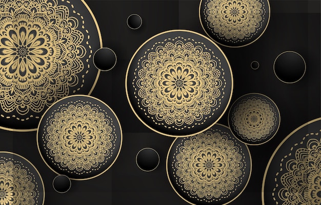 Luxury Mandala Background in Gold and Black