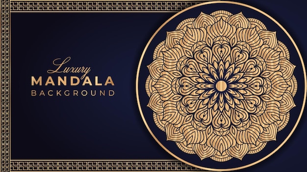 Luxury mandala background in gold color arabesque style design template premium vector