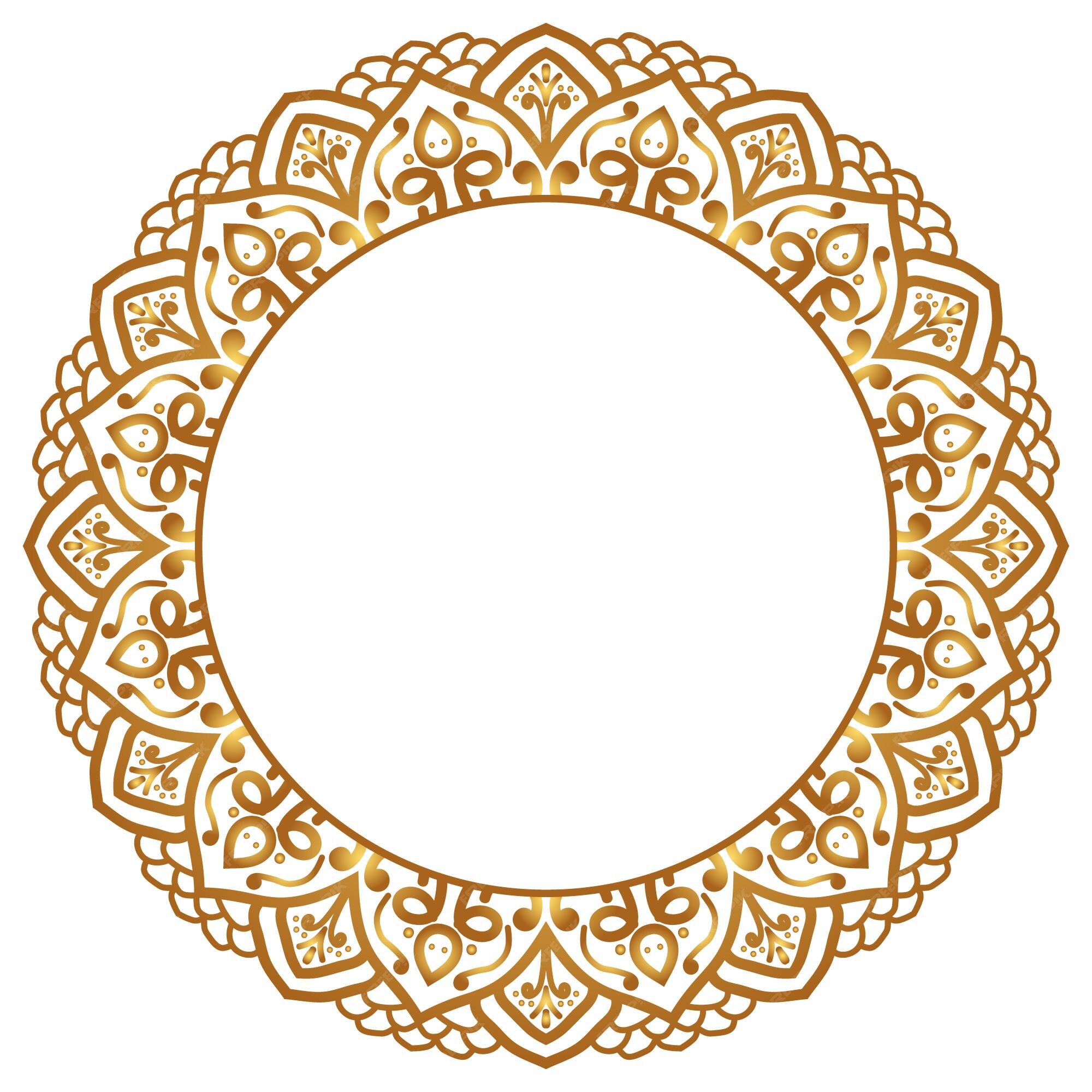 Sự kết hợp hoàn hảo giữa nền hoa văn mandala sang trọng và khung vòng tròn màu vàng tạo nên bức hình nền cực kỳ trang trọng và thu hút mọi ánh nhìn.