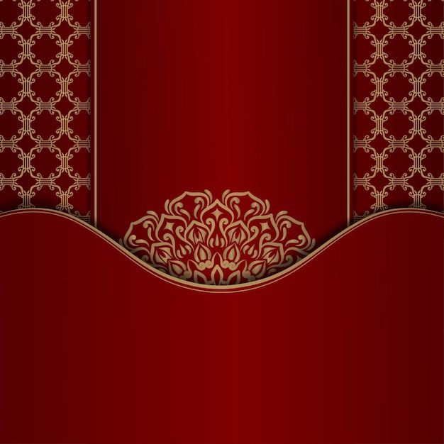 Luxury mandala background red and gold