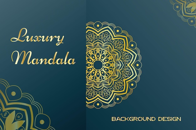 Luxury mandala background template with golden color