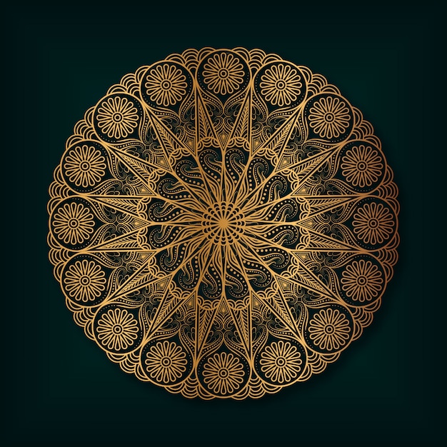 Luxury mandala background with floral pattern in gold color