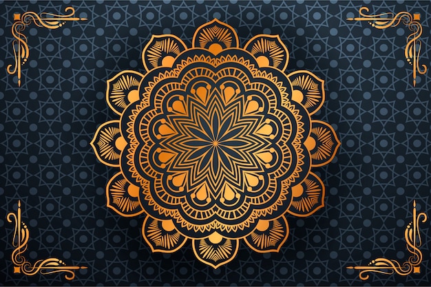 Vector luxury mandala background with golden arabesque pattern