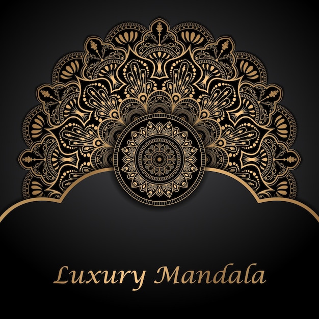 Vector luxury mandala background with golden decorations in vector style