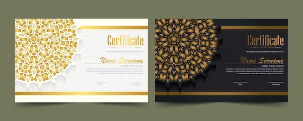 Luxury mandala certificate award diploma