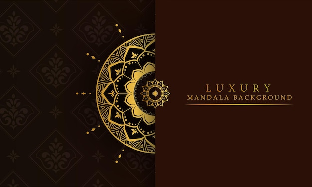 Sfondo di design mandala di lusso in marrone e oro