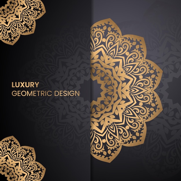 Vector luxury mandala design background in gold color