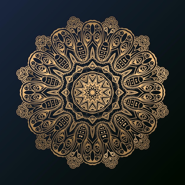 Vector luxury mandala design background in golden color