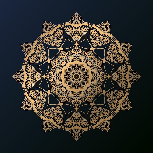 Luxury mandala design background in golden color