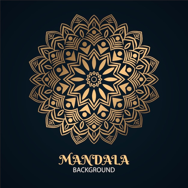 Luxury mandala design in black background
