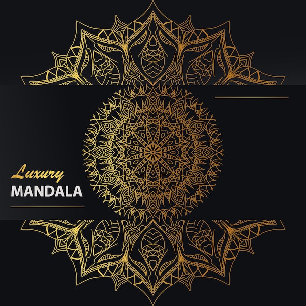 Luxury mandala design in gold colour with black background