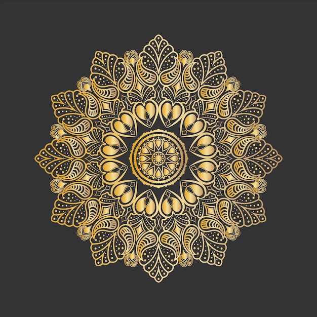 Luxury mandala Gradient golden color Black color Background Free Vector