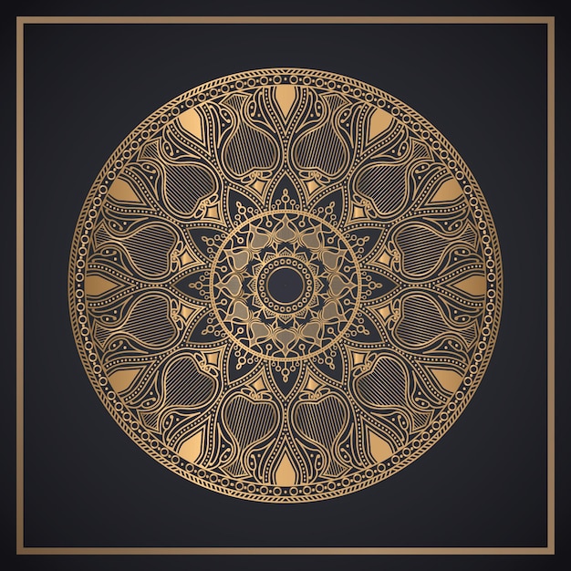 Mandala di lusso colore dorato sfumato vector premium