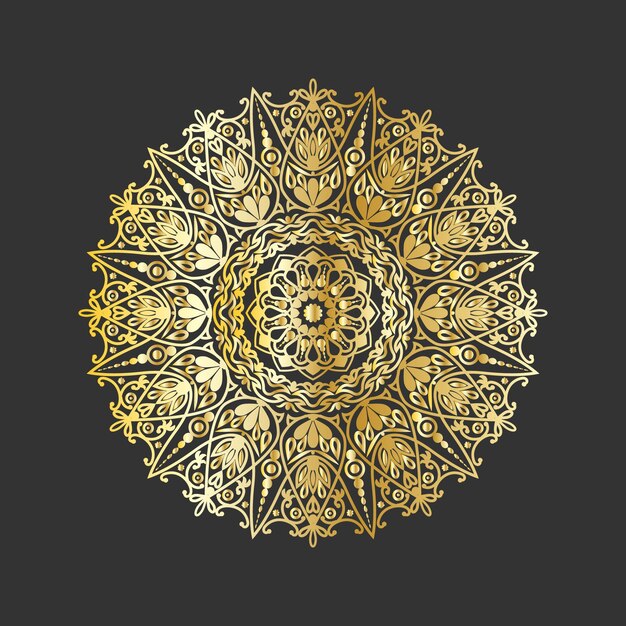 Mandala di lusso colore dorato sfumato vector premium