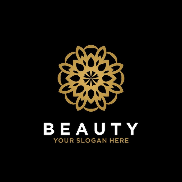 Luxury mandala line design art beauty gold flower abstract vector logo