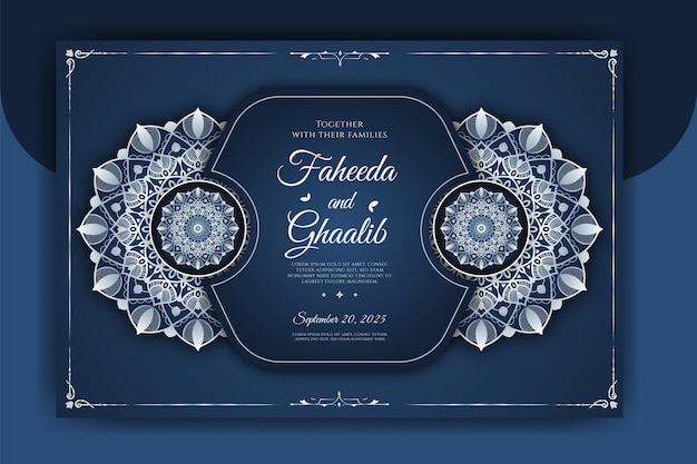 Vector luxury mandala wedding invitation card template with arabesque pattern arabic islamic background