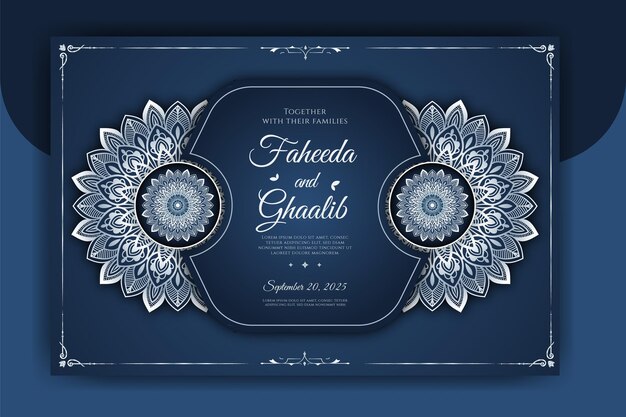 Luxury Mandala Wedding Invitation Card template with arabesque pattern Arabic Islamic background