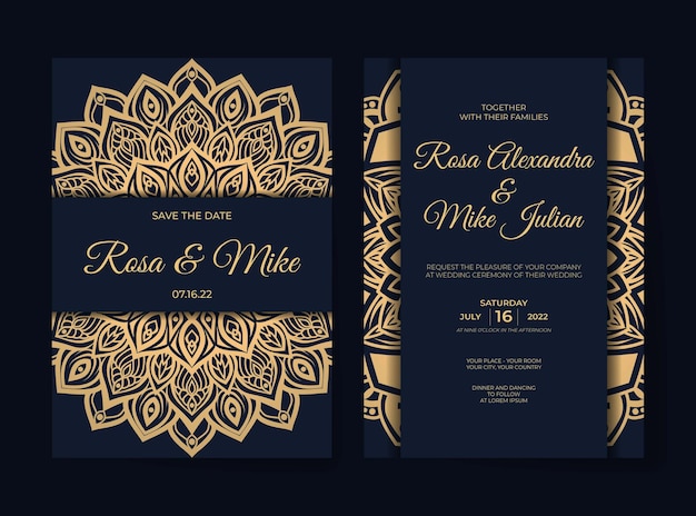 Luxury mandala wedding invitation template