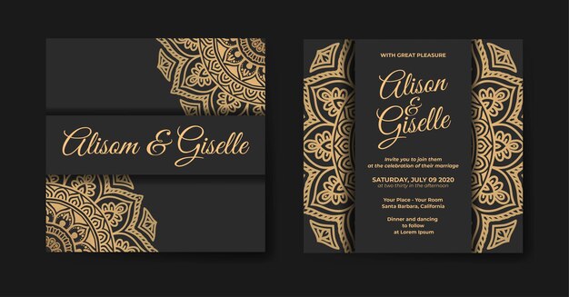 Luxury mandala wedding invitation template