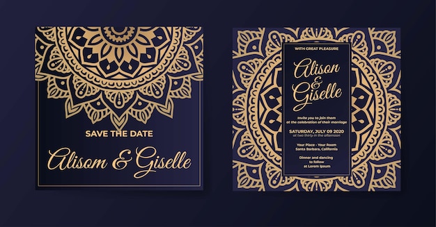 Luxury mandala wedding invitation template