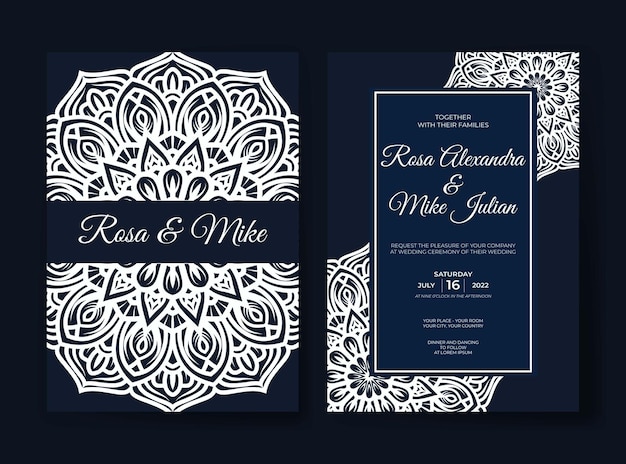 Luxury mandala wedding invitation template
