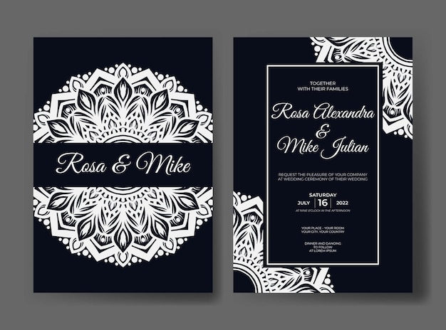 Luxury mandala wedding invitation template