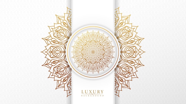 Luxury mandala white background with golden arabesque pattern  