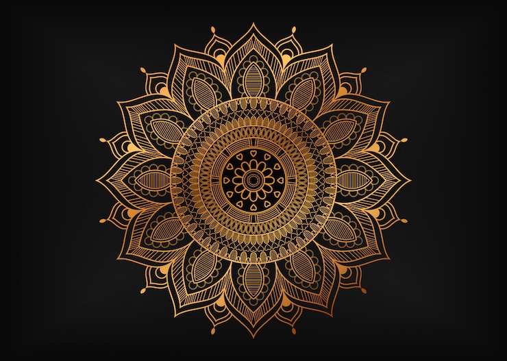 Vector luxury mandala with golden arabesque ornaments 