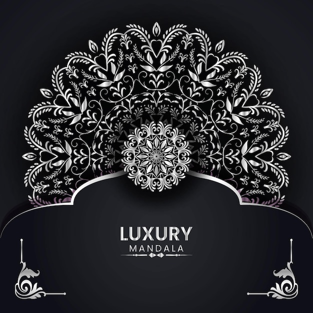 Luxury mandala with silver color arabic islamic background Premium Vector