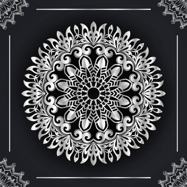 Luxury mandala with silver color arabic islamic background Premium Vector