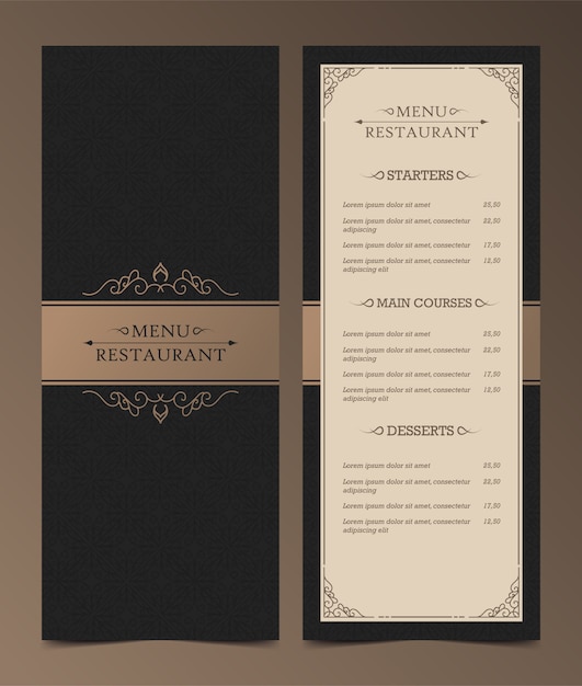 Luxury Menu Layout with Ornamental Elements.