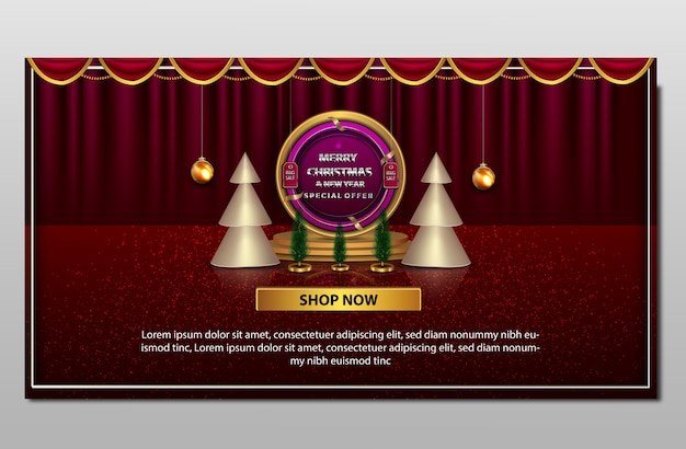 Luxury merry christmas and new year big sale banner