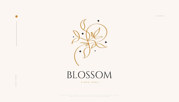 Logo floreale di lusso e minimale adatto per saloni di bellezza spa o cosmetici con logo floreale e foglie