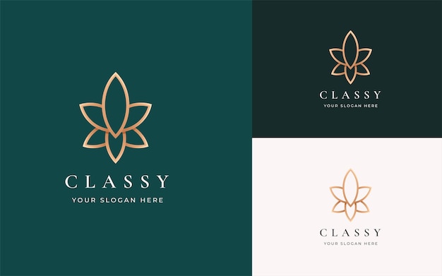 Luxury minimal linear lotus flower logo design