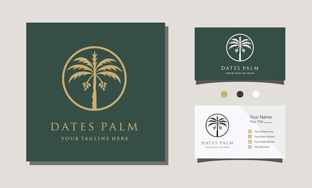 Luxury Minimalist Date Palm Gold Logo design Template