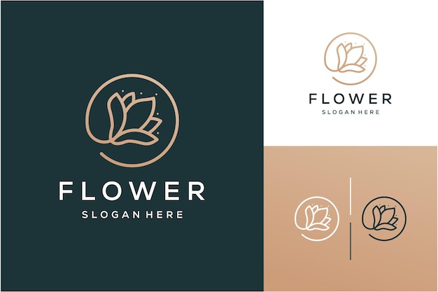 Luxury minimalist flower line art premium logo design