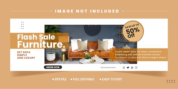 Vector luxury minimalist furniture facebook cover page template design furniture sale flat design banner