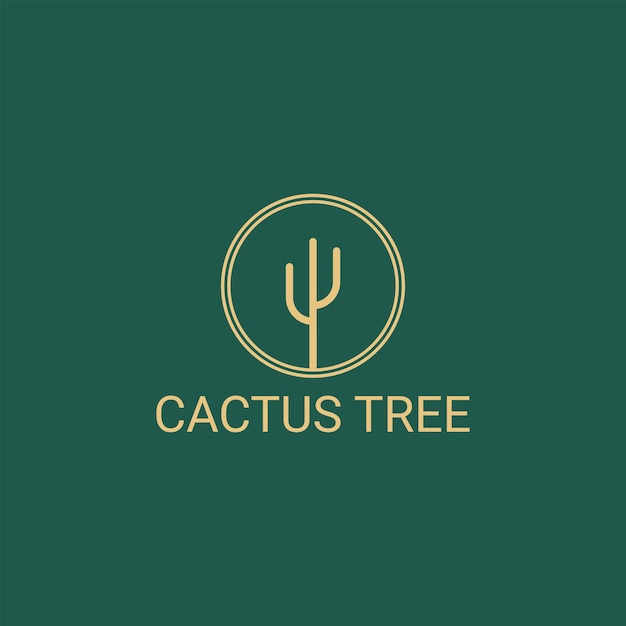 Luxury minimalistic cactus tree logo vector icon illustration