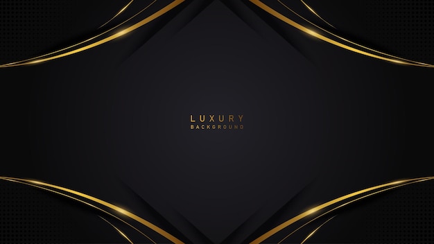 Luxury modern abstract background with golden lines on black backdrop concept luxury premium vector