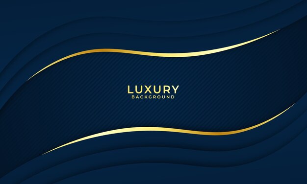 Vector luxury modern blue background overlap layer with golden lines