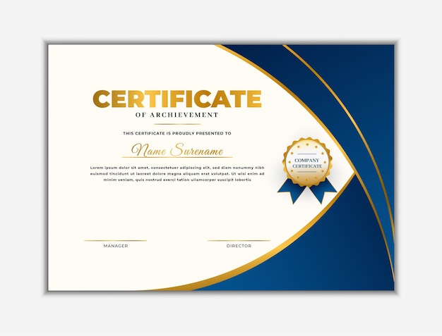 Luxury and modern certificate achievement design template