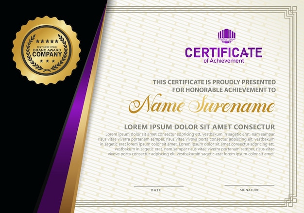 Luxury modern certificate template with texture pattern background