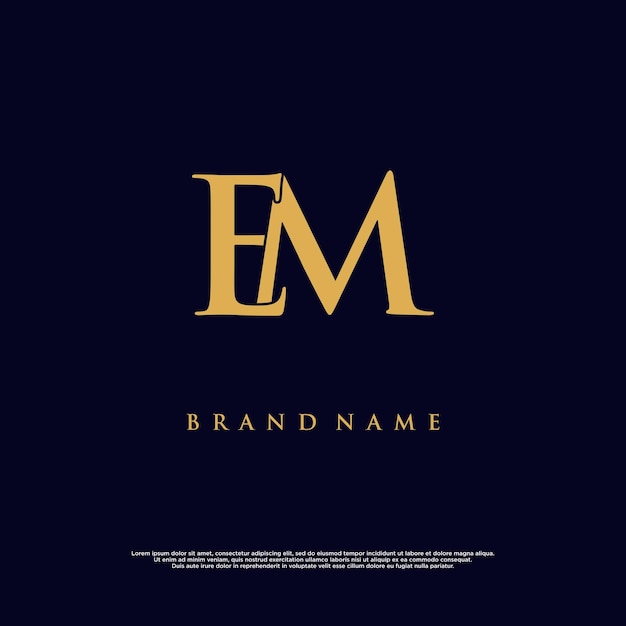 Роскошное современное сочетание абстрактного векторного логотипа EM