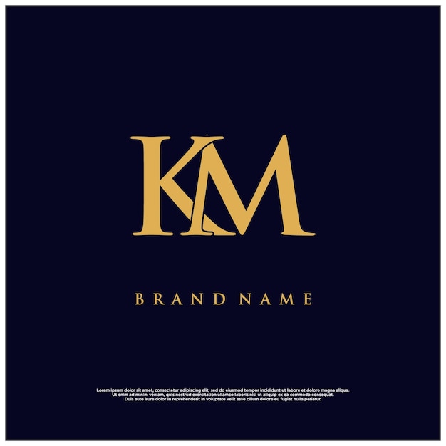 luxury modern combination KM or MK abstract vector logo