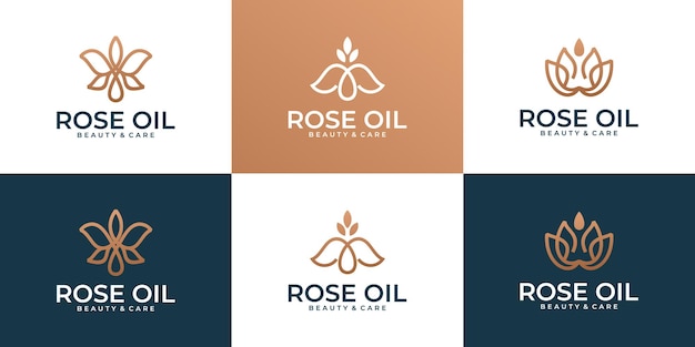 Роскошная современная коллекция логотипов с изображением цветов и капель масла