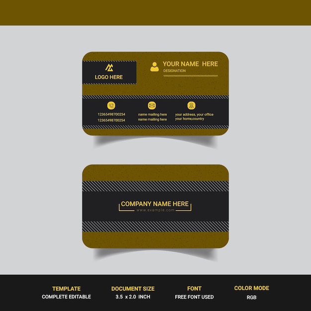 Luxury modern unique horizontal business card template design